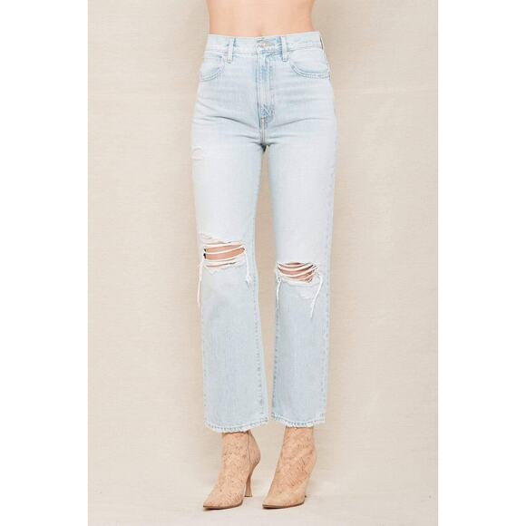 NEW SLVRLAKE London High Rise Sraight Leg Denim Jeans Heartache 27 desressed - Picture 2 of 7